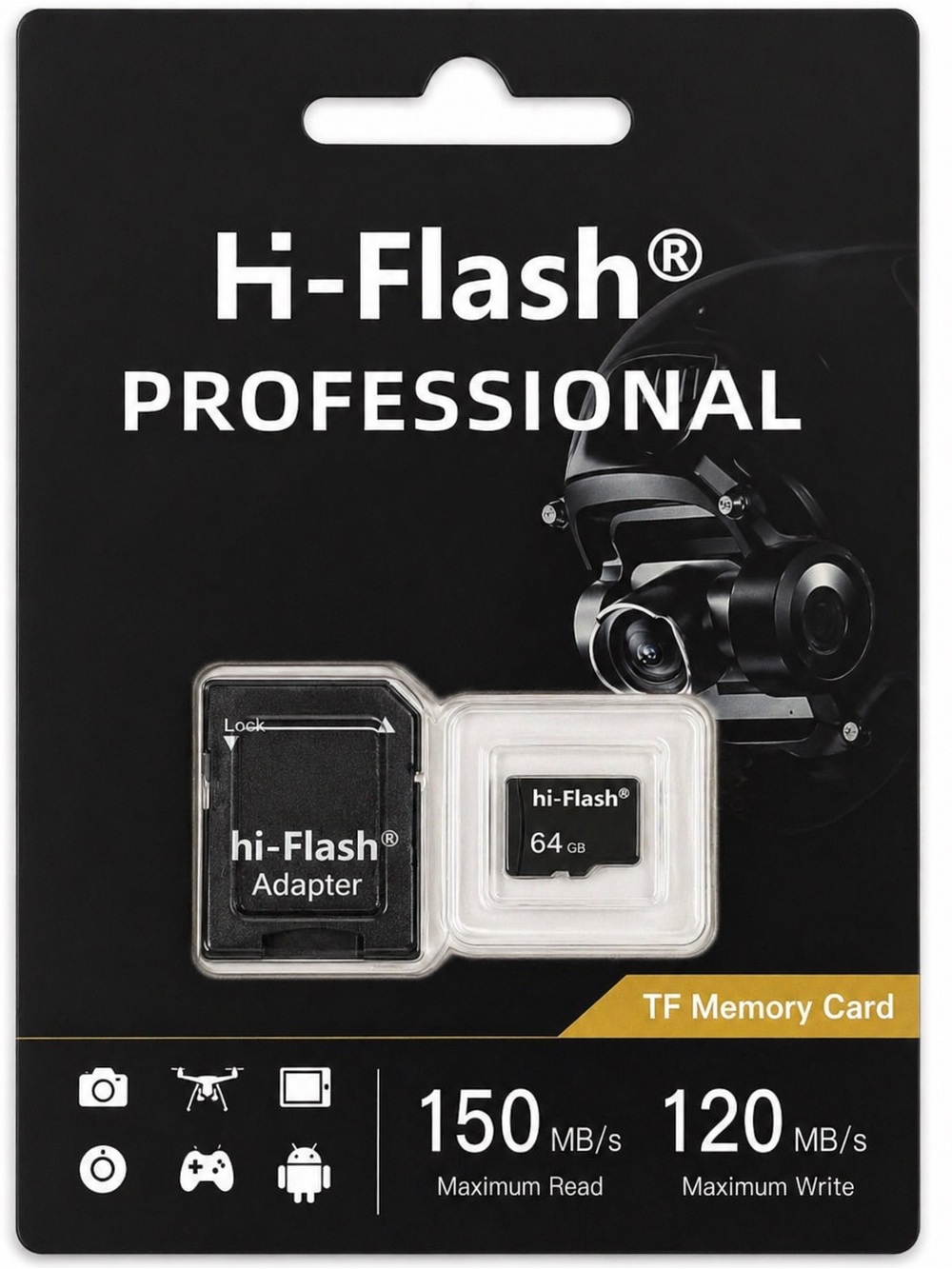 Hi-Flash Professional 64GB MicroSD Card with SD Adapter